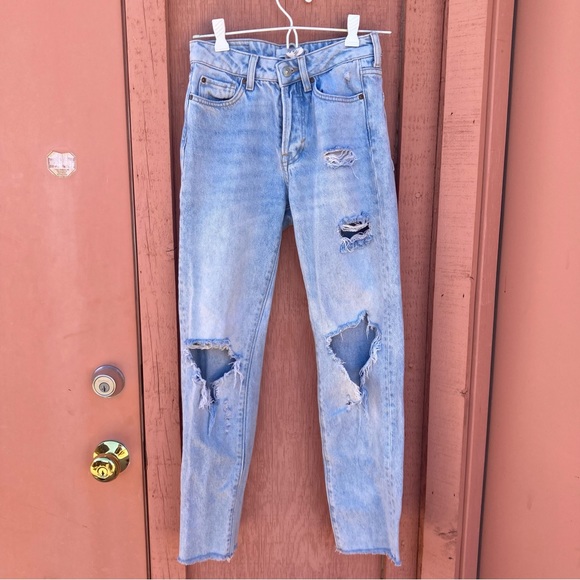 LOGG H&M distressed light wash jeans size 2 Taylor Swift vibes - Picture 1 of 7